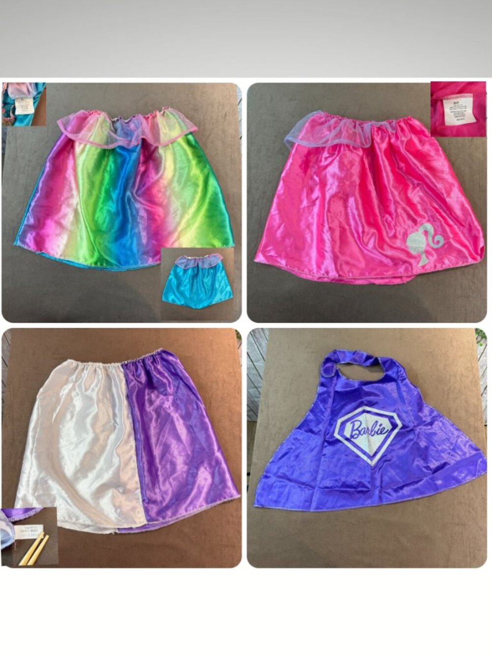Barbie Dress up Trunk Set Skirts & Cape Rainbow Chiffon Size 4-6X (SKU: 175G)